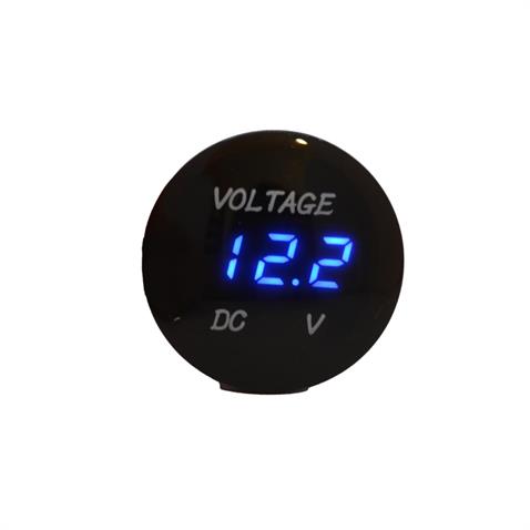 12V-24V DİJİTAL VOLTMETRE (BOMBELİ TİP) (MAVİ IŞIK) (28 MM)