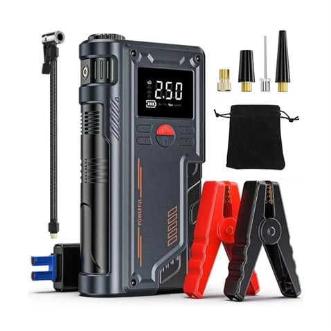 12V AKÜ TAKVİYE CİHAZI (1000A) LASTİK ŞİŞİRME HAVA KOMPRESÖRÜ (POWERBANK) (LED IŞIK-ÇAKARLI)