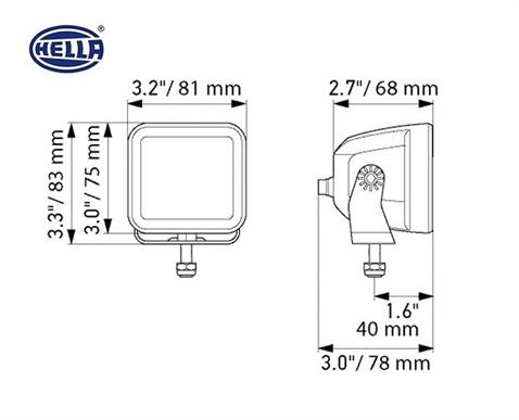 HELLA 10V-30V OFF-ROAD LAMBA 40W 5700K 3000 LÜMEN (UZUN MESAFE) (4 LEDLİ) (81*75*68  MM) (2 AD)