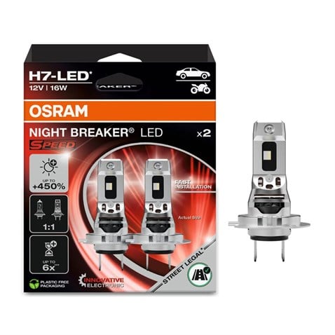 OSRAM 12V H7 XENON LED FAR AMPUL SETİ 16W +%450 PARLAK IŞIK +240 METRE FAZLA GÖRÜŞ 6000K (2 AD)