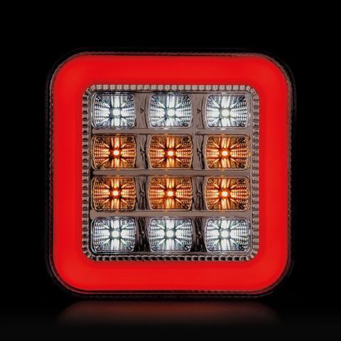 24V STOP LAMBASI KARE (NEON LEDLİ) (4 FONKSİYONLU) (145*145*43 MM)