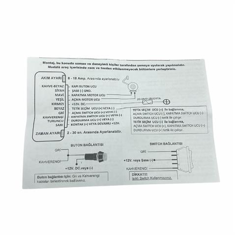 12V CAM KAPAMA MODÜLÜ (KAYAR KAPI VE BASAMAK MODÜLÜ) (KUMANDASIZ)