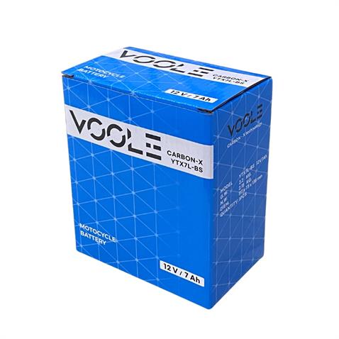 VOOLE 12V 7 AH MOTOSİKLET AKÜSÜ CARBON-X (113*70*130 MM) (YTX7L-BS)