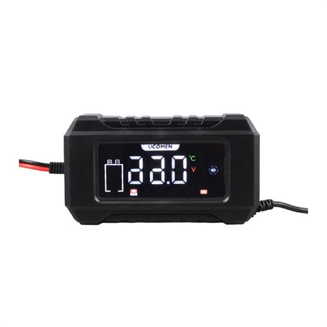 UCOMEN 12V ŞARJ REDRESÖRÜ (AKILLI AKÜ ŞARJ CİHAZI) OTOMATİK 6 A LCD BÜYÜK EKRAN SİYAH (+AGM/JEL)