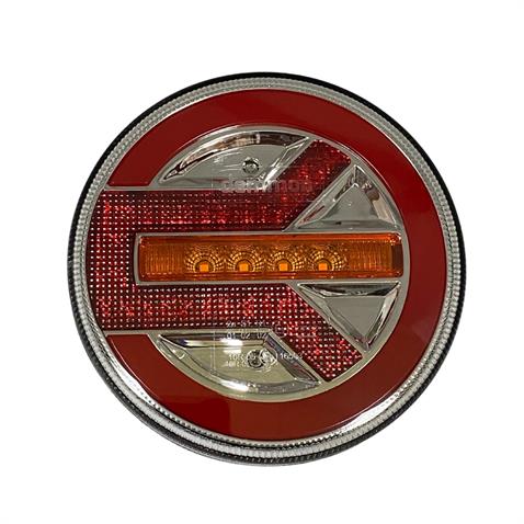 10V-30V STOP LAMBASI YUVARLAK (NEON LEDLİ) (3 FONKSİYONLU-KAYAR SİNYAL) (KIRMIZI-SARI) 140*35 MM SOL