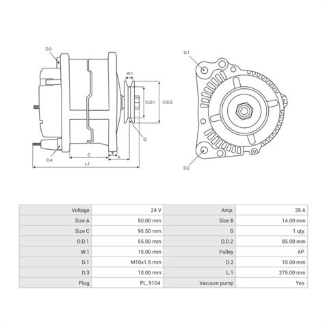 24V ALTERNATÖR DİNAMO 55 A (VAKUMLU) HINO KAMYONET FB 112