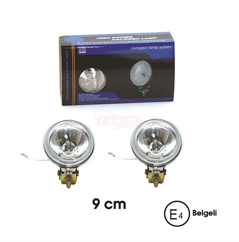 12V SİS LAMBASI YUVARLAK 9 CM (SİYAH METAL GÖVDE KROM ÇERÇEVE) BEYAZ TAKIM