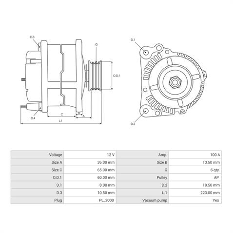 12V ALTERNATÖR DİNAMO HITACHI TİPİ 110 A (W-L) (VAKUMLU) OPEL ASTRA/COMBO/CORSA/VECTRA 1.7 DİZEL