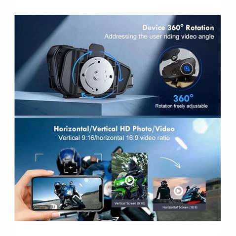 MOTOSIKLET KASK BLUETOOTH KULAKLIK (INTERCOM) (SU GEÇİRMEZ) (KAMERALI) (HD1080P)