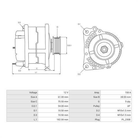 12V ALTERNATÖR DİNAMO VALEO TİPİ  150 A (L DFM) BMW 3 SERİSİ- LAND ROVER FREELANDER I 