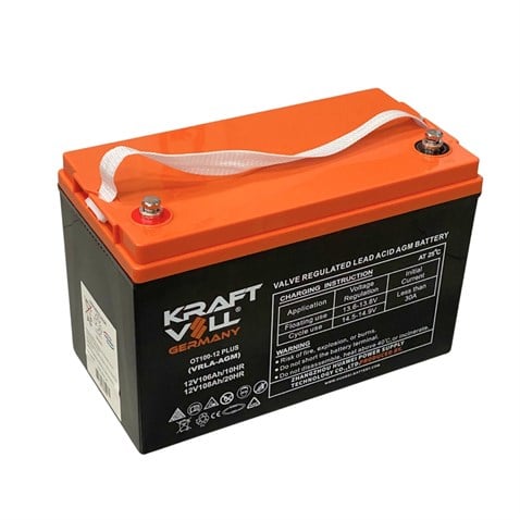 KRAFTVOLL OT100-12 12V 106 AH/108 AH VRLA-AGM-JEL AKÜ (333*173*222 MM) (31.3 KG)