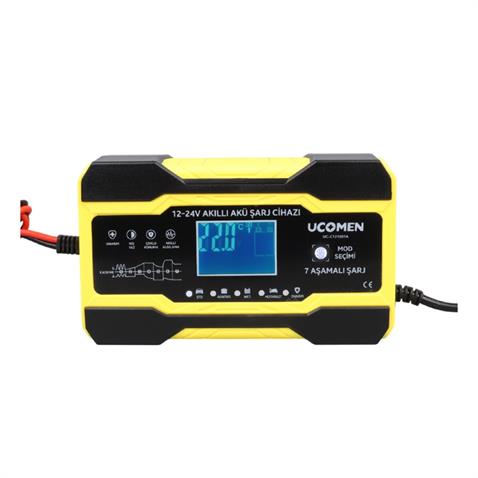 UCOMEN 12V-24V ŞARJ REDRESÖRÜ (AKILLI AKÜ ŞARJ CİHAZI) (OTOMATİK 10 A) 7 AŞAMALI ŞARJ (+AGM/JEL)