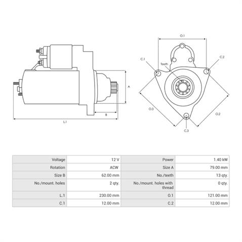 12V MARŞ MOTORU VALEO TİPİ 12 DİŞ 1.8 KW AUDI A3-SEAT LEON-SKODA OCTAVIA-VW GOLF VII/JETTA/POLO