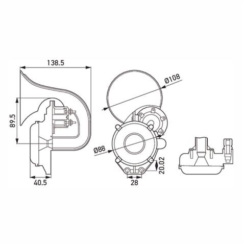 HELLA 12V-24V HAVALI KORNA EĞRİ (JERICHO) 115 dB 400 HZ