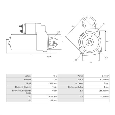 12V MARŞ MOTORU BOSCH TİPİ 9 DİŞ 2.3 KW KHD-LINDE FORKLİFT-PIMESPO FORKLİFT-RAYCO SUPER RG50-TEREX