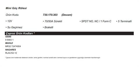 12V RÖLE 5 UÇLU 70 A (2 UÇ KÜÇÜK / 3 UC BÜYÜK) (6.3 MM / 9.5 MM) (ÇİFT PLATİN) (87a)