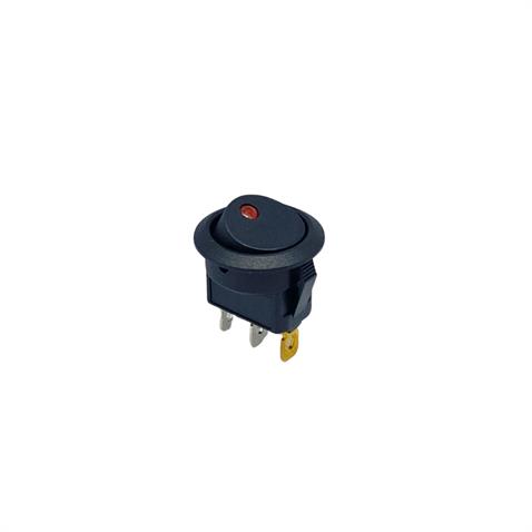 TUŞLU ANAHTAR YUVARLAK NOKTA IŞIKLI (3 FİŞ) (ON-OFF) (20A 12V DC) (20 MM)
