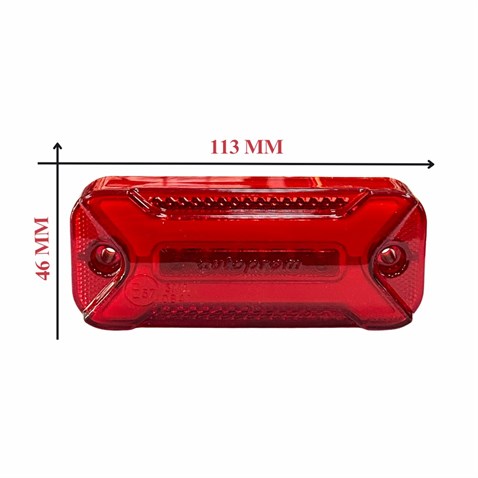 24V YAN İKAZ-POZİSYON LAMBASI DORSE SİDE MARKER KIRMIZI (2 FONKSİYONLU) (NEON LEDLİ) (113*46 MM)