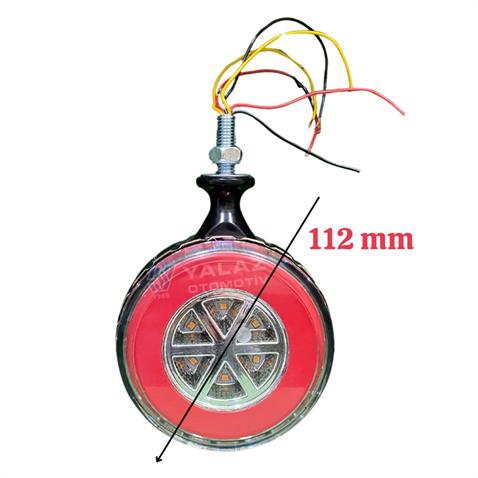 12V-24V AYNA ALTI STOP LAMBA (TAKOZ KÜPE LAMBASI) (NEON LEDLİ) (KIRMIZI-BEYAZ) (112 MM)