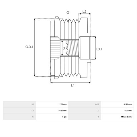 LITENS ALTERNATÖR KASNAK RULMANLI 6-KANAL MERCEDES C SERİSİ/E SERİSİ/GLC SERİSİ