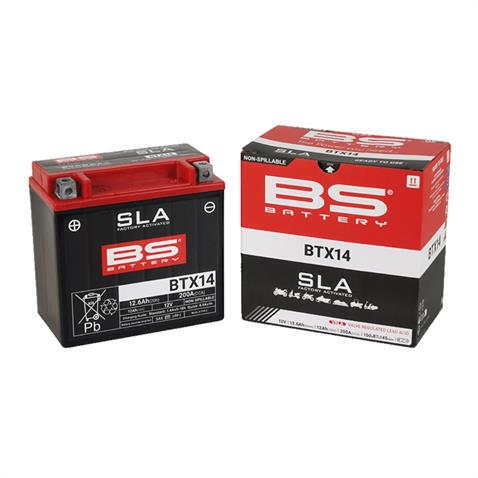 BS BATTERY 12V 12.6 AH MOTOSİKLET AKÜSÜ 200A (EN) (150*87*145) (BTX14) (SLA)