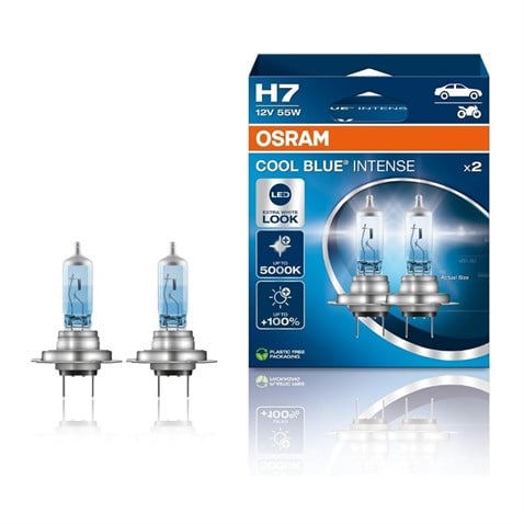 OSRAM 12V H7 AMPUL 55W 5000K +%100 PARLAK IŞIK COOL BLUE INTENSE (BEYAZ IŞIK) (2 AD)