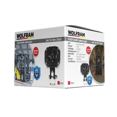 WOLFRAM 10V-110V  LEDLİ SPOT LAMBA MERCEKLİ (3 X 9W) (KIRMIZI ÇİZGİ) (69*55) FORKLİFT E9 