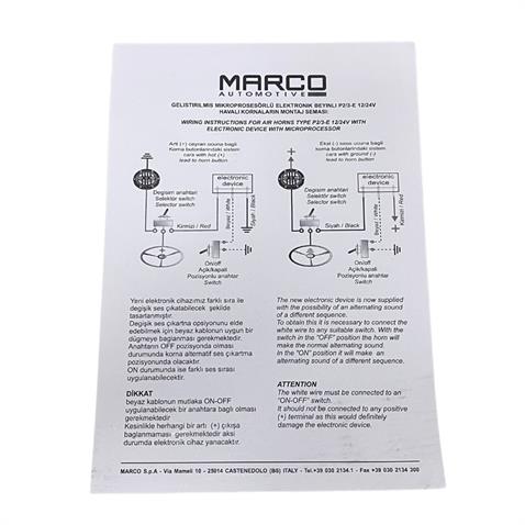 MARCO 12V 3LÜ HAVALI KORNA DALİ-DALİ (KROM) (ARAP KORNA) ITALY