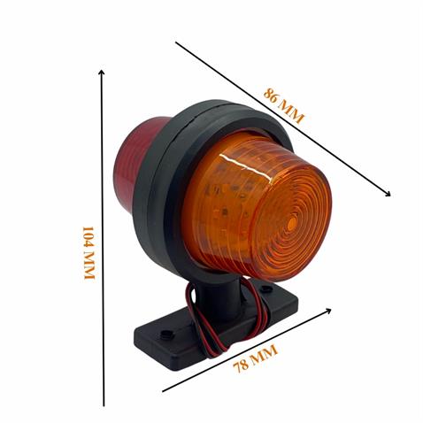 12V-24V TAKOZ LAMBASI KÜPE TİP KIRMIZI-SARI (6 LEDLİ)