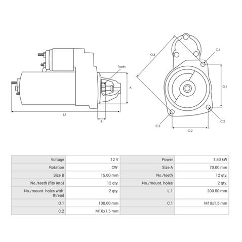 LUCAS 12V MARŞ MOTORU 12 DİŞ 1.7 KW MERCEDES C SERİSİ/E SERİSİ/SPRINTER/VIANO/VITO 2.2 CDI 