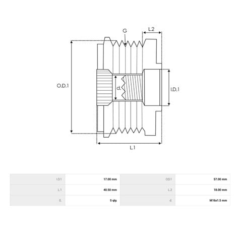 ALTERNATÖR KASNAK RULMANLI 5-KANAL HYUNDAI ACCENT/ELANTRA/GETZ/I10/I20-KIA CARENS/CEED/CERATO