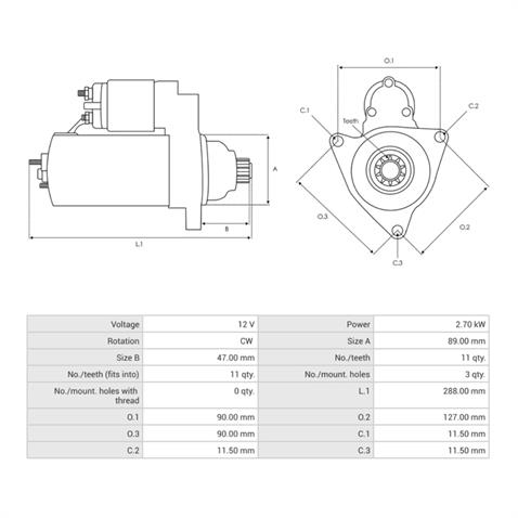 12V MARŞ MOTORU MITSUBISHI TİPİ 11 DİŞ 2.7 KW BOBCAT İŞ MAKİNASI
