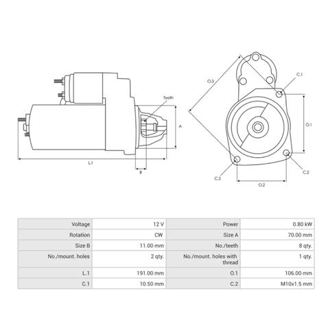 12V MARŞ MOTORU MITSUBISHI TİPİ 8 DİŞ JAGUAR S-TYPE II-NISSAN 100 NX/ALMERA/PRIMERA/SUNNY