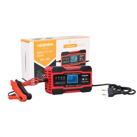 UCOMEN 12V-24V ŞARJ REDRESÖRÜ (AKILLI AKÜ ŞARJ CİHAZI) (OTOMATİK 10 A) 7 AŞAMALI ŞARJ (+AGM/JEL)