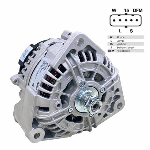 24V ALTERNATÖR DİNAMO 100 A (5 FİŞ SOKETLİ) (W-L-15-S-DFM) MERCEDES AXOR/VARIO/ACTROS 2003 >