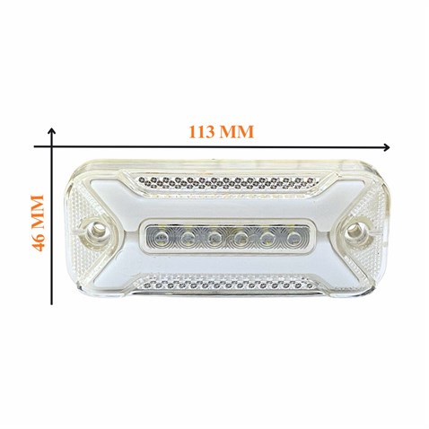 24V YAN PARK LAMBASI DORSE SİDE MARKER BEYAZ (2 FONKSİYONLU) (NEON LEDLİ) (113*46 MM)