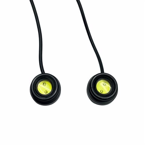12V GÜNDÜZ SÜRÜŞ LEDİ YUVARLAK TEK LEDLİ DÜZ TİP YAPIŞKANLI (MERCEKLİ) (22 MM) (2 AD)