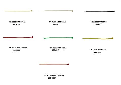 KABLO BAĞI RENKLİ (KARIŞIK) SİYAH-BEYAZ-KIRMIZI-SARI-YEŞİL (650 AD)