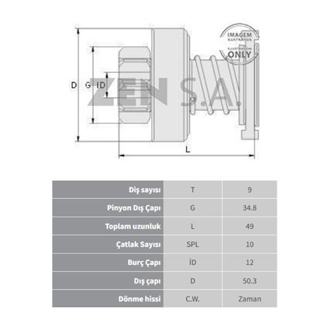 ZEN MARŞ DİŞLİSİ BOSCH TİPİ 9 DİŞ (10 KANAL)