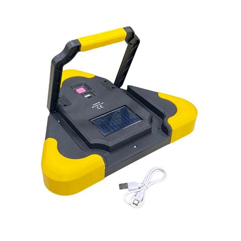 ÜÇGEN REFLEKTÖR-EL FENERİ LEDLİ ÇAKARLI (ŞARJLI-GÜNEŞ ENERJİLİ-POWERBANK-USB ÇIKIŞLI) (270*270 MM)