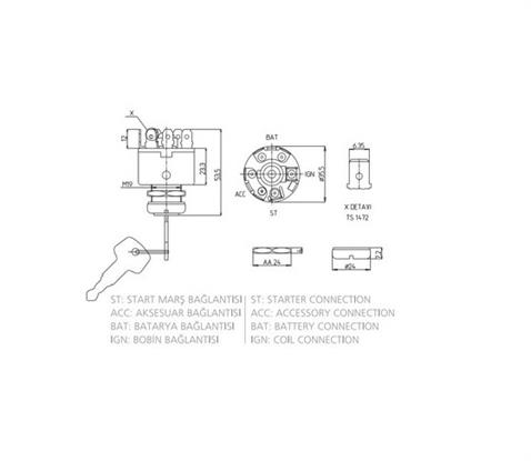 AKSA KONTAK ANAHTARI UNIVERSAL (4-7 FİŞ) (I-OFF-I-START) ANADOL-BMC-FORD-FORKLİFT-UNIVERSAL