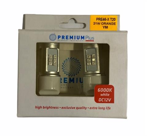 PREMIUM 12V 93 AMPUL DİPSİZ T20 21 LEDLİ MERCEKLİ SARI (2 AD)