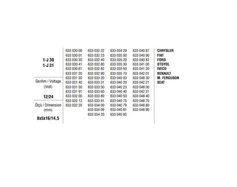 MEGA 12V-24V ALTERNATÖR KÖMÜRÜ EM (IX-30/31) (5*8*14.5/16.5 MM) (2 AD) CHRYSLER-FIAT-FORD-IVECO-MF