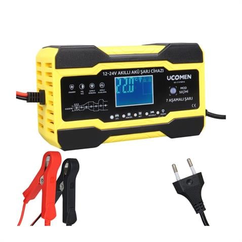 UCOMEN 12V-24V ŞARJ REDRESÖRÜ (AKILLI AKÜ ŞARJ CİHAZI) (OTOMATİK 10 A) 7 AŞAMALI ŞARJ (+AGM/JEL)