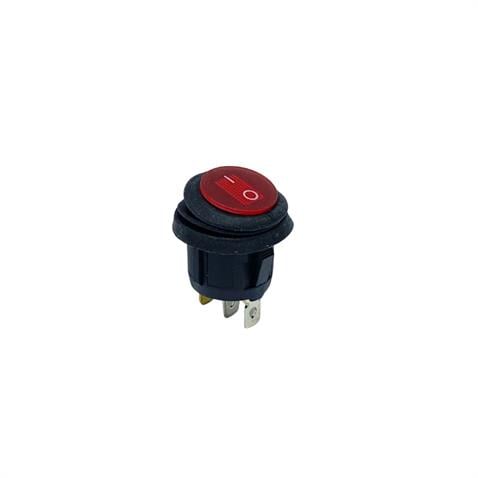 TUŞLU ANAHTAR YUVARLAK IŞIKLI SU GEÇİRMEZ (3 FİŞ) (ON-OFF) (6A 250V / 10A 125V AC) (21 MM)