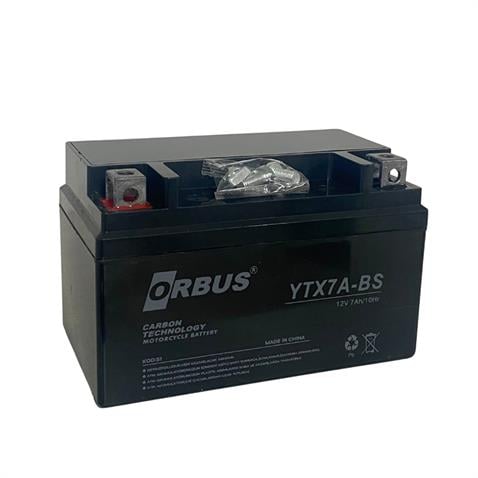 ORBUS 12V 7 AH MOTOSİKLET AKÜSÜ (150*87*93) (YTX7A-BS) (TERS) (SMF) (2,5 KG) (CARBON)