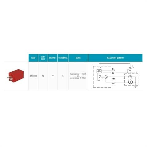 SANEL 12V SİLECEK ZAMAN RÖLESİ 5 UÇLU AYARLI ORJ.