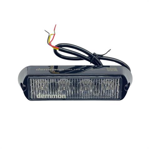 12V-24V ÇAKAR FLAŞ LED LAMBA 18 FONKSİYONLU (4X1W) (ŞEFFAF) (MAVİ/MAVİ) (132*34*30 MM)