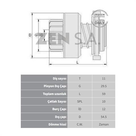 ZEN MARŞ DİŞLİSİ BOSCH TİPİ 11 DİŞ (10 KANAL) PEUGEOT-CITROEN