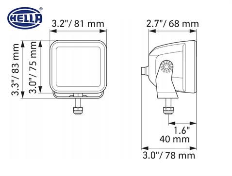 HELLA 10V-30V OFF-ROAD LAMBA 40W 5700K 3000 LÜMEN (GENİŞ AÇI) (4 LEDLİ) (81*75*68 MM) (2 AD)